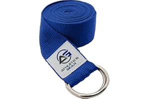 ATHLETICS GEAR AG Yoga Strap Belt with Metal D-Ring Buckle, 6ft long & 1.5 inch wide, Made with Durable Cotton for Stretching and Flexibility