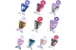 Herefun 10 Stücke Meerjungfrau Tasche Kinder, Pailletten Geldbörse, Schwanz Mini Crossbody Taschen Kindergeburtstag Geschenk
