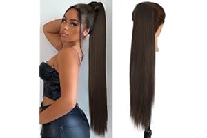 ENENBLAU Ponytail Extension mit Kordelzug Braun Lang Glatt Pferdeschwanz Haarteil Kunsthaar wie Echthaar Haarverlängerung zopf 60cm/24zoll AL064B