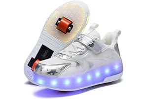 SKRIDSKO Scarpe Pattini Bambina per Bambini, Scarpe da Skateboard a Due Ruote, Luce a Cambio Colore Regolabile,Ricarica USB,universali per Ragazzi e Ragazze