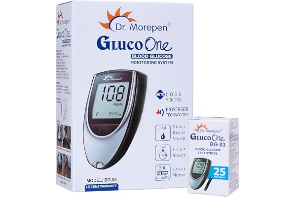 DR. MOREPEN GlucoOne Blood Glucose Monitor Model BG 03 with 25 Strips