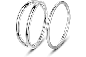 OUFER 2 pz Piercing Helix Conch Hoop Ring Cartilagine Orecchini Argento 16G Trago Daith Rook Snug Anello Hinged Acciaio Chirurgico Septum Clicker Nostril Naso Labbro Labret 8 10 12mm Gioielli