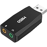 MillSO USB Externe Soundkarte mit interner Aufnahmefunktion für Podcast, Aufnahme, Gesang, USB Stecker auf 2 × 3.5mm Buchse H