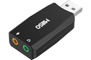 ‎MILLSO MillSO USB Externe Soundkarte mit interner Aufnahmefunktion für Podcast, Aufnahme, Gesang, USB Stecker auf 2 × 3.5mm Buchse Headset Adapter für PC, Laptop, Tablet, Kopfhörer, Mikrofon - Schwarz
