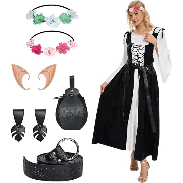 Robe Médiévale Femme ANTSPARTY | Style Renaissance, Manches Cloche | Pour Fêtes, Halloween