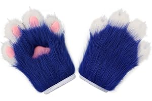 Hbbhml Guantes de piel sintética de felpa con forma de garra de gato, accesorios para Halloween y cosplay para adultos