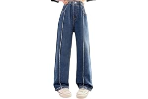 SEAUR - Girls Jeans Wide Leg Jeans Baggy Trousers Kids Denim Pants Mid Waisted Loose Straight Jeans Cute Age 4-15 Years