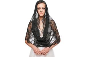 RUNRAYAY Mantilla, sciarpa di velo, velo di chiesa, velo di nozze su larga Scala, damigella d' onore, Nero, a forma infinita, sciarpa di pizzo per le Donne