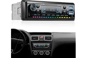 CAMECHO 1 Din bilradio, FM Bluetooth-radio med, hands-free, bakgrundsbelysning, 2 USB AUX-in, 4 * 45W, 10V-14.4V
