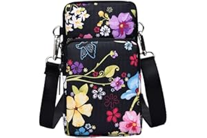 RAPECOTT Etui na telefon komórkowy z portfelem do zawieszenia dla kobiet, torebka na telefon komórkowy, portfel, mała torba na ramię z regulowanym, odpinanym paskiem na ramię, czarny, M, Casual