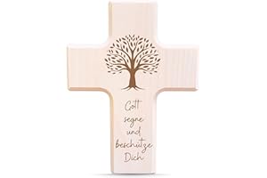 myZirbe Holzkreuz 19 cm Natur aus Ahorn Holz Kreuz zur Geburt oder Taufe (Lebensbaum Ahorn)