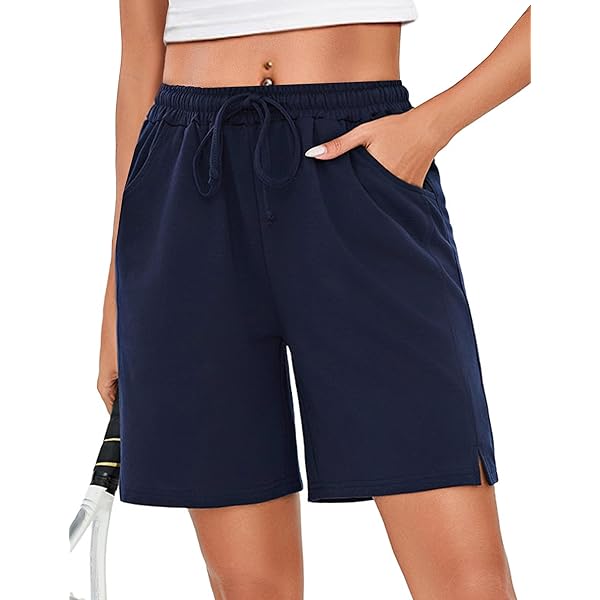 Meichang Bermuda Pour Femmes Coupe Ample Décontractée En Coton Lin Shorts Pantalons Taille Élastique Demi-Shorts Pantalons Légers D'Été Shorts De Sortie Mode Urbaine Shorts De Détente Avec Poches