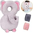 Baby Head Protector and Baby Knee Pads for Crawling,Toddler Baby Walking Head Protection Safety Pads, Adjustable Infant Cushion Backpack for Baby Walkers (Elephant & Pink & Gray, 4-24 Months)