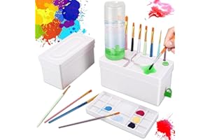 EPROICKS Rondella per Pennelli, Portapennelli 4 in 1 Aggiornato, Portapennelli con Tavolozza, Portapennelli per Colori Acrilici, ad Acquerello e a base d'acqua, Materiali per Pittura e arte (Verde)