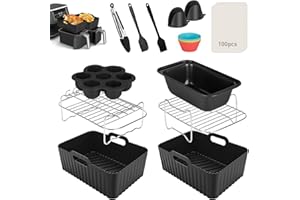 LVELFE Ninja Heißluftfritteuse Zubehör, 13PCS Airfryer Zubehör für Ninja AF400EU AF300EU Cookwise Usw 7.6L-9.5L Dual Zone Heißluftfritteuse, BPA-Frei