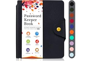 BLESWIN Libro Delle Password con Schede Alfabetiche, Piccolo Taccuino delle Password per il Computer e L'accesso ai Siti Web con Indirizzo Internet, Libro Delle Password per Uomini e Donne (Nero)