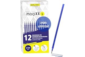 ‎ONLINE Online 12x radierbare Ersatzminen kompatibel mit Legami Gelstifte magiXX L I Blau 0,7mm Strichstärke I Ersatzmine für Gelschreiber radierbar I Nachfüllminen für Gel-Roller mit radierbarer Tinte
