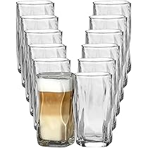 BEIJIALY Bubble Water Drinkglazen Set, Ijskoffiekop met Rietje, Bubble Drinkglazen Tuimelaars Sapglazen Drankglazen Helder Glazen Beker Vintage Geribbeld Glaswerk(4 pcs
