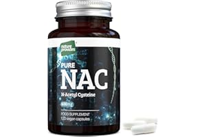 NAC N-Acetyl Cysteine (Free Form) 600mg - 120 Vegan Capsules, High Grade and Stable, 100% Pure - No Fillers/Buffers/Flow Agents, UK Made by Nature Provides