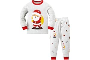 Pilipulu Pigiama Natale Bambino Pigiama Natale Bambina Bambine Maniche Lunghe Cotone Due Pezzi 2-12 Anni