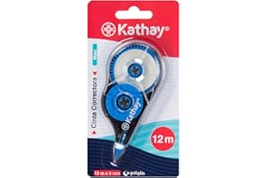 Kathay 86028899 Korrekturband, Maxi, 5 mm x 12 m, zufällige Farben: Gelb, Grün und Blau, schnell trocknend