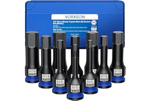 VORXEON 10pcs 1/2 Impact Socket Set en 42CRMO Heavy Duty Allen Key Socket Set 1/2 Drive for Impact Wrench 5mm 6mm 8mm 10mm 12mm 14mm 16mm 17mm 18mm 19mm with Storage Case