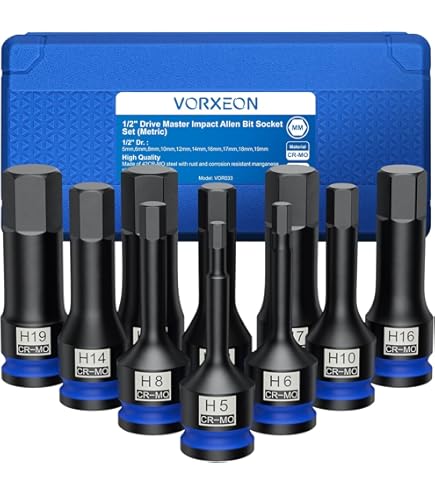 1/2" Drive Impact Hex Bit Socket, 10 Piece Allen Bit Socket Set - Foto 11