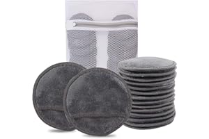 Kinhwa Lingettes Démaquillantes lavables microfibre,pad demaquillant 14pcs,éponge visage réutilisable et doux,disque avec sac pour le stockage et nettoyer tous les types de peau gris