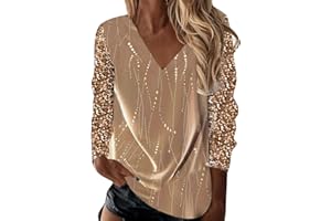 KSWLWCCPP Festliche Blusen Damen, Weiß Elegant Sexy Silvester Outfit Pailletten Oberteil Modern Casual mit Glitzer Glitzer Shirt Glitzer Oberteile Herbst Winter Große Größen Langarm Tunika Festliche Blusen