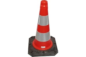 UvV® Leitkegel reflektierend 50 cm Pylone rot-orange 2,5 kg + Hochreflex RA2/C Folienringe Verkehrskegel (1 x 50 cm Standard)