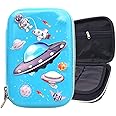 Toyshine Space Theme Hardtop Pencil Case With Compartments - Kids Large Capacity School Supply Organizer Students Stationery Box - Girls Boys Pen Pouch, Light Blue - Ethylene Vinyl Acetate (EVA)