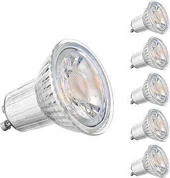Ascher 5 Pack GU10 7W LED Light Bulbs [ Equivalent to 50W Halogen Bulbs, 570LM, Warm White, AC 220-240V, 38° Beam Angle] GU10 Recessed Lighting, Spotlight - Dimmable
