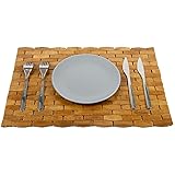 HANKEY Bamboo Place Mats, Dining Mat, Decoration for Table, Heat Insulation Hexagon Natural Color Set of 4 Eco-Friendly