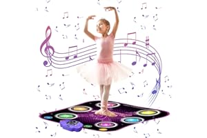 Aucrsozk Niños Alfombras de Baile para 3 4 5 6 7 8+ Años con Bluetooth, Música Alfombras Baile con 6 Flechas de Luz LED, Electrónico Mantas de Baile con 5 Modos y Suave Antideslizante Material