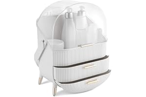 Navaris Organizador de Maquillaje con cajones - Caja y Expositor Vintage para cremas perfumes baño Escritorio - con Tapa Transparente y 2X cajón