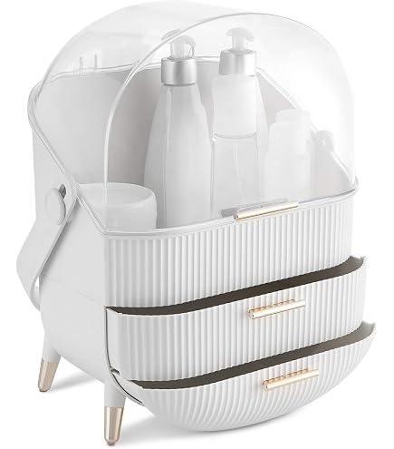 Organisateur Maquillage Galatée - Boîte Rangement Cosmétiques Vert, Anti-poussière