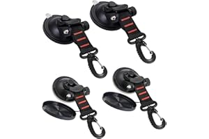 Cokritsm 4Pcs Heavy Duty Suction Cups Hooks，Strong Suction Cups Hooks，Suction Cups Clips for Glass， Sup Accessories Roof Top Tents for Trucks， Windows，Camper Shell Clamps，Van Tent, Black