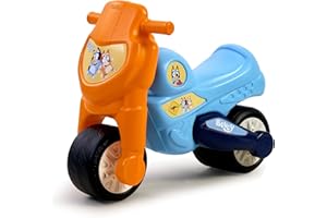 FEBER - Motofeber Bluey, Correpasillos con Forma de Moto y los Personajes de dibus Bingo y Bluey, Estable y Seguro, Desarrollo niños y niñas de 18 Meses a 3 años, Famosa (FED18000)