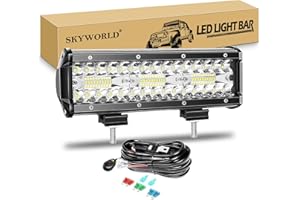 SKYWORLD Barra LED Fuoristrada 22.8cm 180W Con Cablaggio 12V - Fari da Lavoro Combinati per 4x4, Auto, Veicoli, Trattore, Camion, ATV, Barca