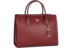 David Jones - Borsa a Mano Donna - Tote Shopper Bag PU Pelle - Molte Tasche Scomparti - Rosso