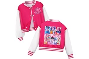Genérico Huntrix - Chaqueta de Béisbol con Estampado y Botones Top Casual Manga Larga para niñas con Estampado de Animados Básico Moda Manga Larga Sudadera para Niños