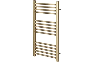 Greened House Brushed Brass Straight Heated Towel Rail 500mm Wide x 800mm High Flat Central Heating Radiator