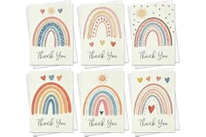 BestaFiesta Thank You Notes Pack of 28 - Rainbow Thank You Notes - For Weddings, Baby Showers, Parties, Family Friends Work Colleagues – 7 Different Designs with White Envelopes