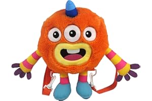 CYPBRANDS Momonsters, Mochila de Peluche de 35 cm, Producto Oficial Momonsters, Personaje Huhu, Color Naranja (CyP Brands)