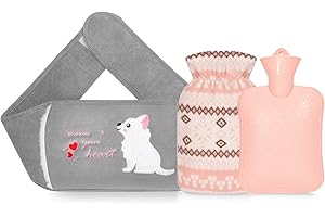 VIFLYKOO Wärmflaschengürtel, Wärmflasche zum Umbinden mit Gürtel, 1L Fashy Tragbare Wärmflasche mit bezug, Wärmeflschen Bauch Lange Warm für Frauen Kinder Baby Erwachsene