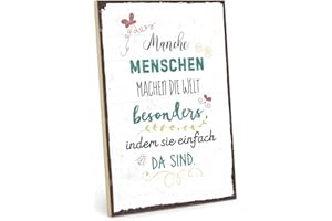 TypeStoff Holzschild mit Spruch – MANCHE MENSCHEN MACHEN DIE WELT BESONDERS – im Vintage-Look mit Zitat als Geschenk und Dekoration - HS-00573