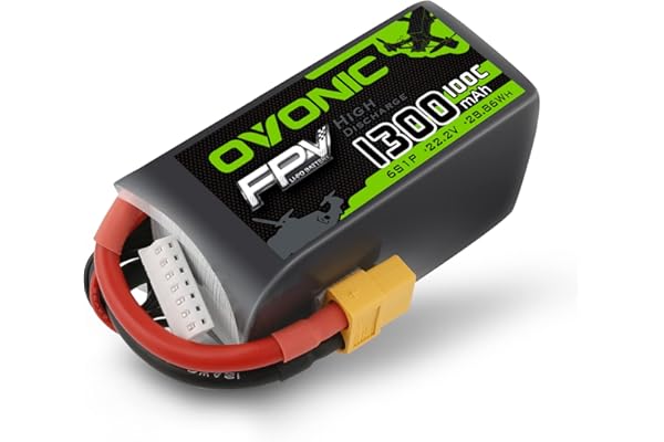 OVONIC 6s Lipo Batterie 1300mAh 100C 22.2V FPV Batterie avec Connecteur XT60 pour FPV Racing RC Quadcopter Hélicoptère Multi-Moteur Avion Hobby DIY(1pcs)
