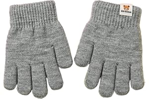 INELIHOO Kids Alpaca Double-Layered Five Fingers Gloves Knitted Thermal Fleece Lined Gloves for Girls Boys 3-6 Years Stretchy Thicken Full Finger Knit Glove Soft Winter Warm Snow Glove