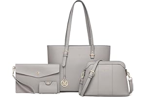 Miss Lulu Sac Fourre-Tout Femme en Cuir Synthétique,Sac à Épaule avec Pochette Amovible,Sac à Main Bandoulière Uni pour Travail Lycée Voyages et Shopping