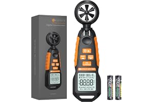 Neoteck Anemómetro de mano, Medidor digital de velocidad del viento CFM Medidor de flujo de aire Medidor de velocidad, sensación térmica, -4℉-140℉ Temperatura del viento